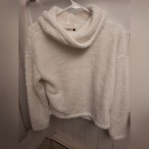 Fuzzy cowl neck pull over